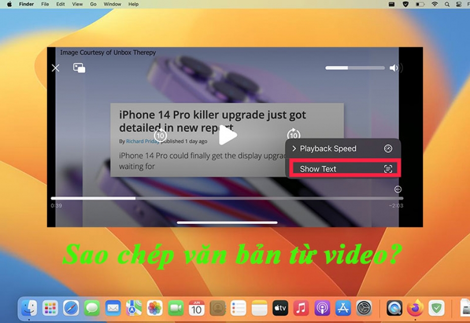 Cách sao chép văn bản từ video trên MacOS Ventura